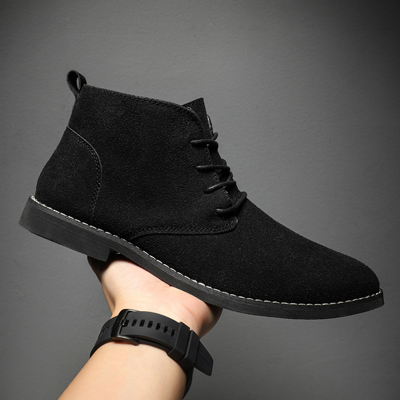 Men Formal Wear Shoes - รองเท้าบูทเชลซีสีน้ำตาลสไตล์อังกฤษสำหรับผู้ชาย รองเท้าหุ้มข้อทรงสูง รองเท้าทางการ หัวแหลม สวมใส่สบาย รองเท้าบูทข้อสั้นแบบผูกเชือกสำหรับผู้ชาย