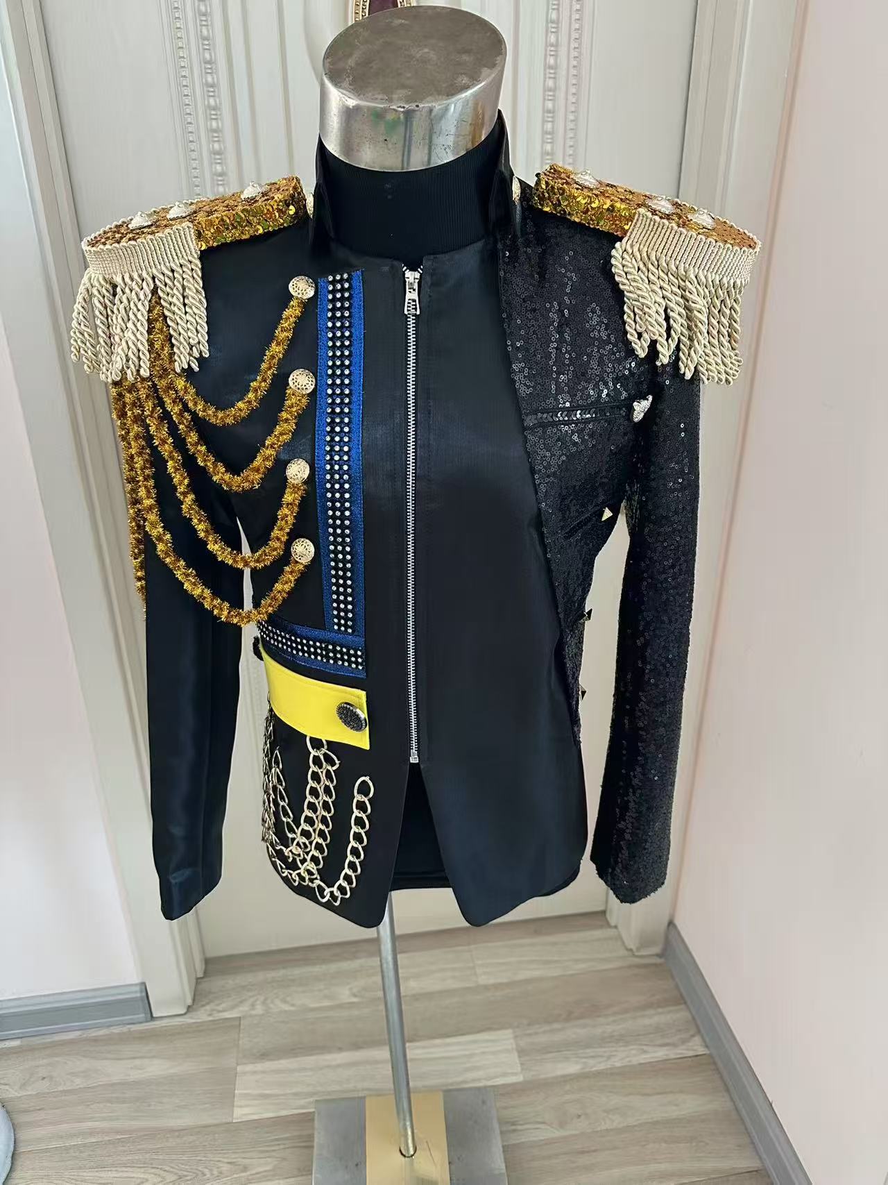 Men Formal Wear Jacket - เสื้อแจ็คเก็ตชายพู่ห้อยสไตล์รอยัลสำหรับงานแต่งงาน งานเลี้ยง งานแสดงบนเวที ชุดออกงานกลางคืน
