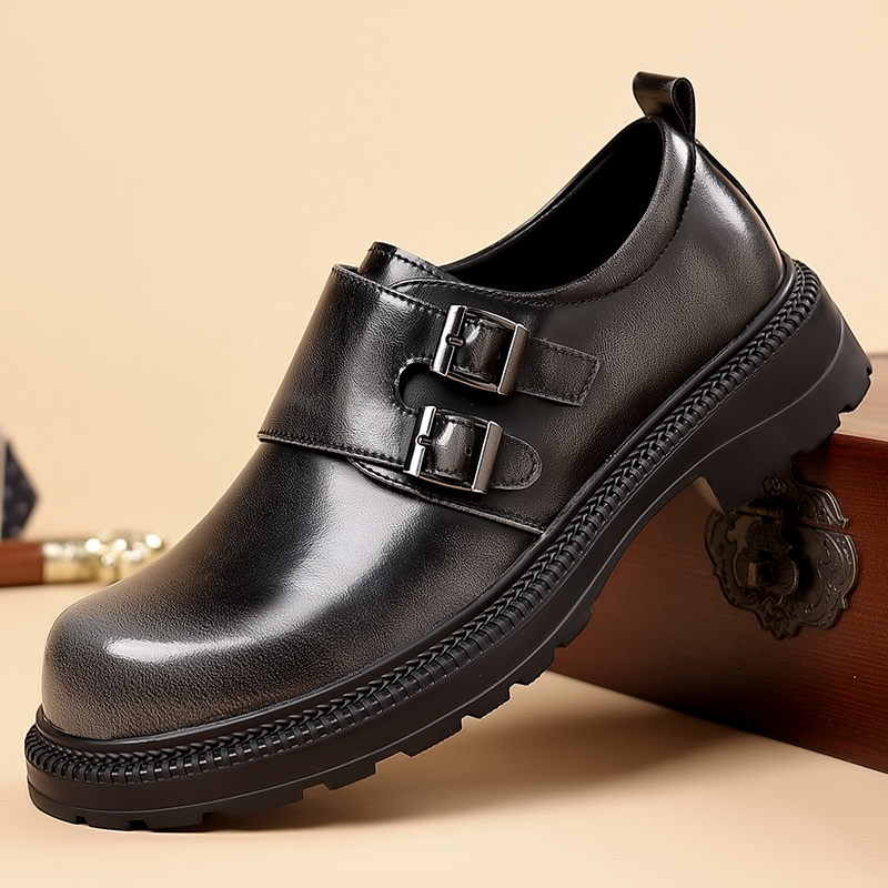 High End Men'S Formal Wear - Retro สีน้ําตาลรองเท้าหนังผู้ชายหนา Soled สวมใส่ธุรกิจอย่างเป็นทางการรองเท้า High-end โอกาสผู้ชายรองเท้าแต่งงาน