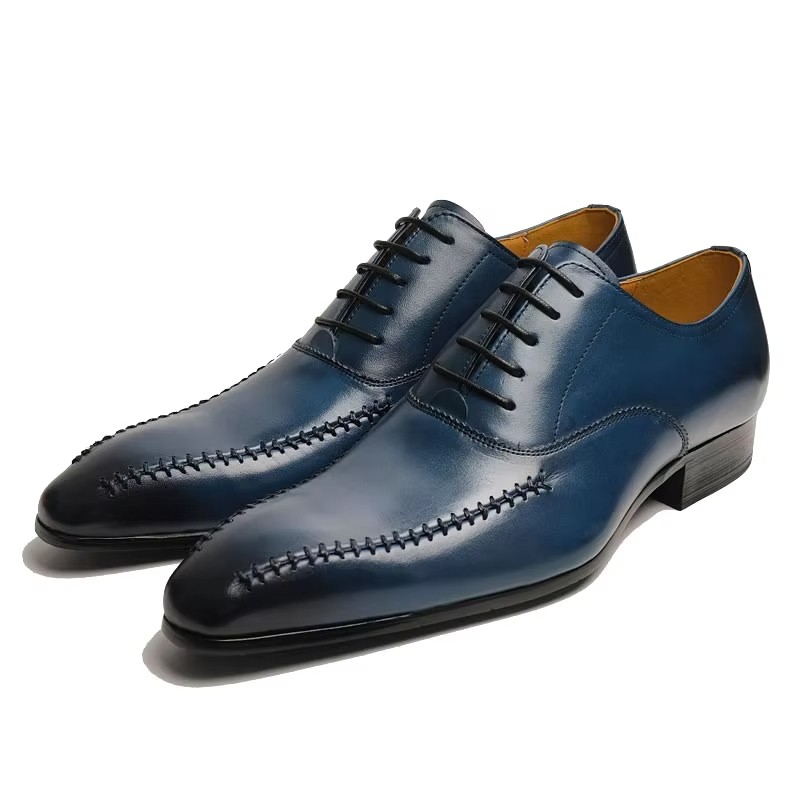 Men Formal Wear Fashion - รองเท้าหนังแท้ผู้ชายระดับไฮเอนด์ ดีไซน์หัวแหลม เย็บมือ แฟชั่นทันสมัย สไตล์อ็อกซ์ฟอร์ด สำหรับใส่ทำงานหรือโอกาสทางการ