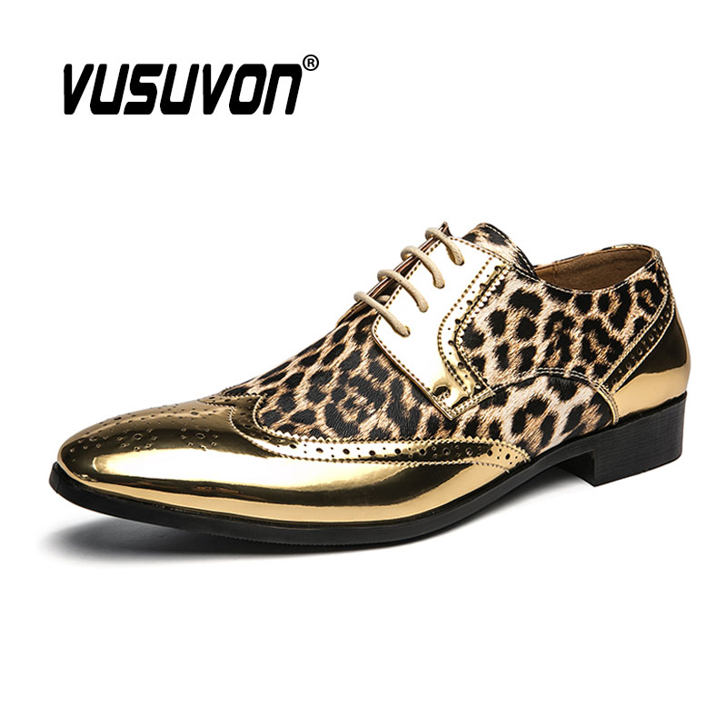 Men Formal Wear Shoes - เดรสลำลองสำหรับผู้ชาย39-45โลฟเฟอร์ผูกเชือกรองเท้าชุดเดรสเดอร์ลำลองเงินทองพิมพ์ลายเสือดาวหรูหรา