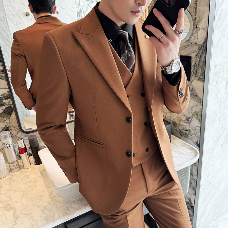 ผู้ชายชุดสูทสามชิ้นธุรกิจ Slim - Men Formal Wear Top บทวิจารณ์และราคา