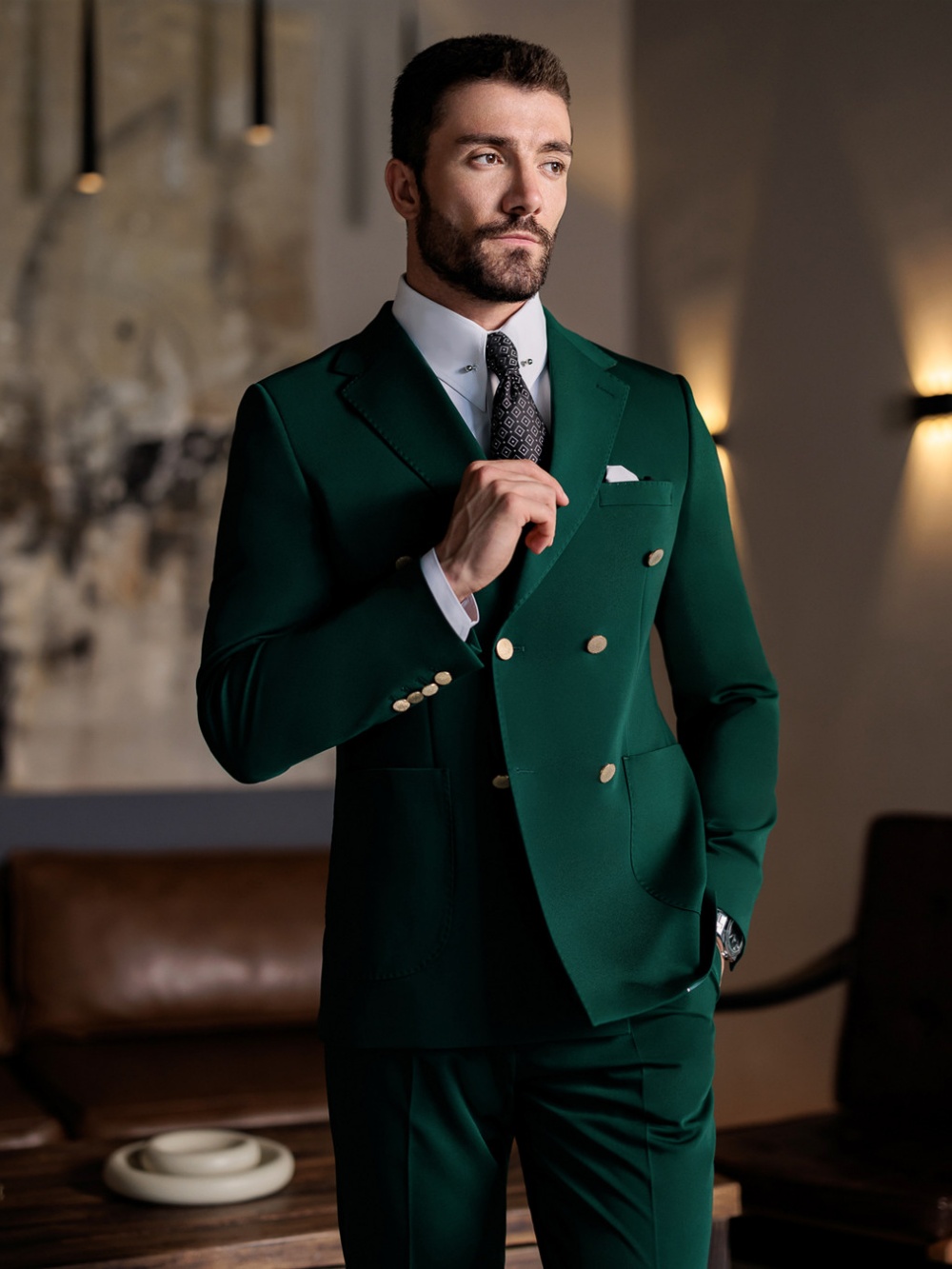 ชุดสูทผู้ชายสีเขียวทรงเข้ารูป  - Men Formal Wear Jacket บทวิจารณ์และราคา