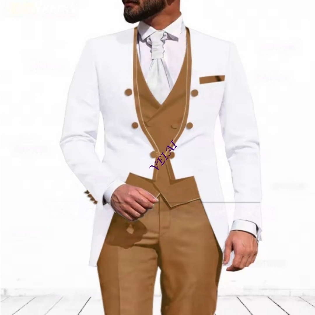 ชุดสูท 3 ชิ้นสีฟ้าอ่อนแบบสั่งต - Men Formal Wear Jacket บทวิจารณ์และราคา