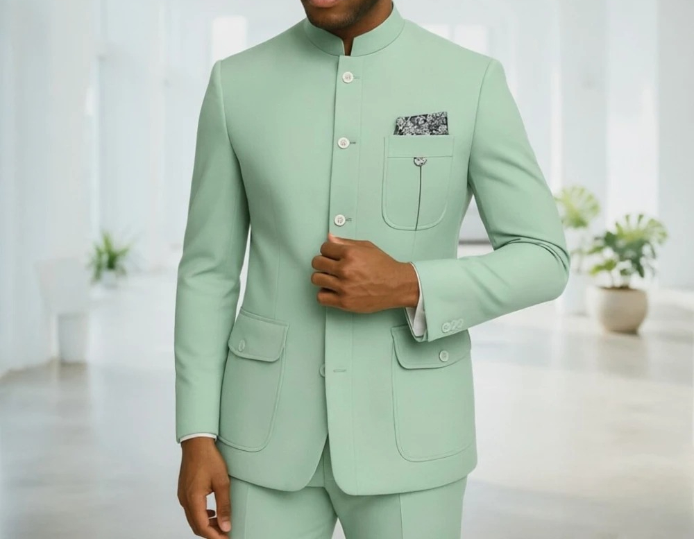 ชุดสูทซาฟารีผู้ชาย สีเขียวอ่อน - Men Formal Wear For Wedding บทวิจารณ์และราคา