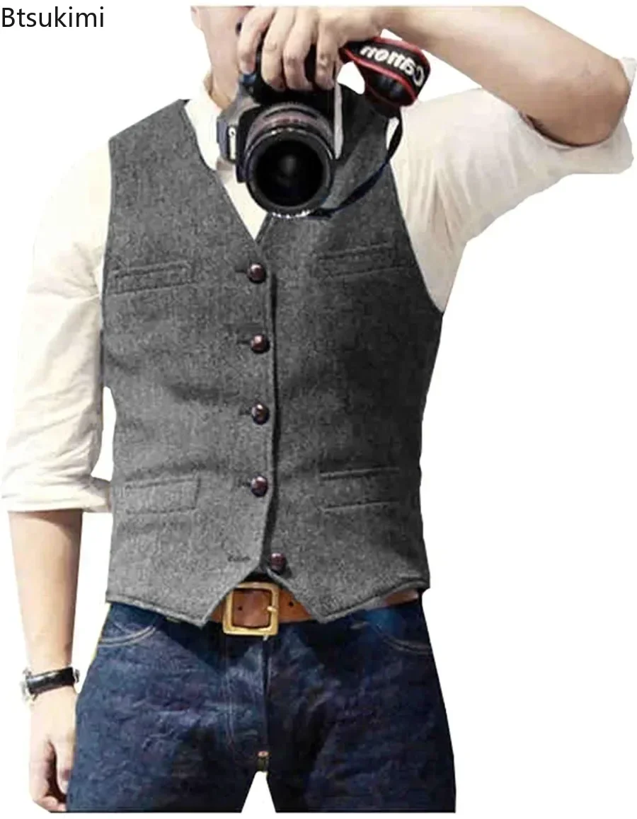 เสื้อกั๊กสูทผู้ชายสไตล์วินเทจ  - Men'S Formal Wear Waistcoat บทวิจารณ์และราคา