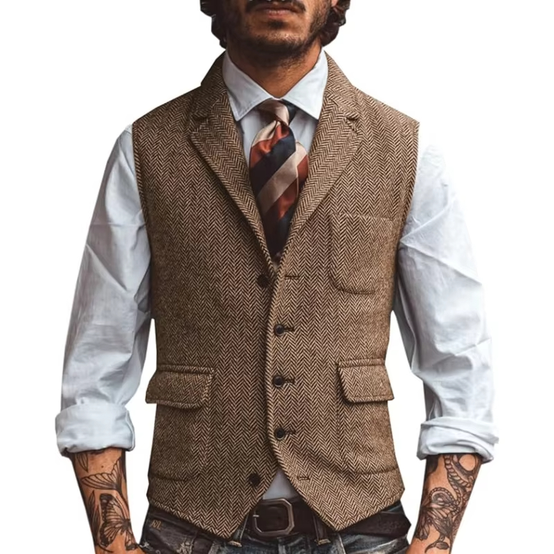เสื้อกั๊กผู้ชายสไตล์เรโทร ทวีด - Men'S Formal Wear Waistcoat บทวิจารณ์และราคา