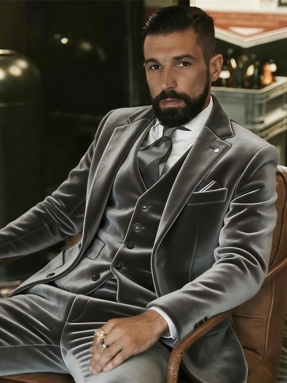ชุดสูทกำมะหยี่ผู้ชาย 3 ชิ้น ชุ - Men Formal Wear For Wedding บทวิจารณ์และราคา