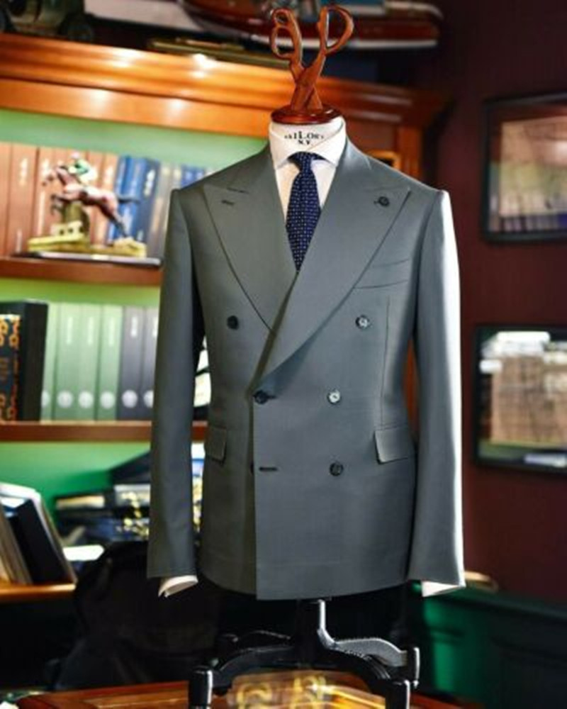 สีเทาชายชุด SLIM FIT Double Br - Men Formal Wear Jacket บทวิจารณ์และราคา